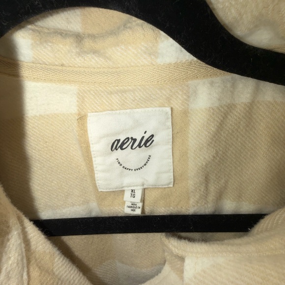 Aerie Beige and White Plaid Shirt - Picture 2 of 2